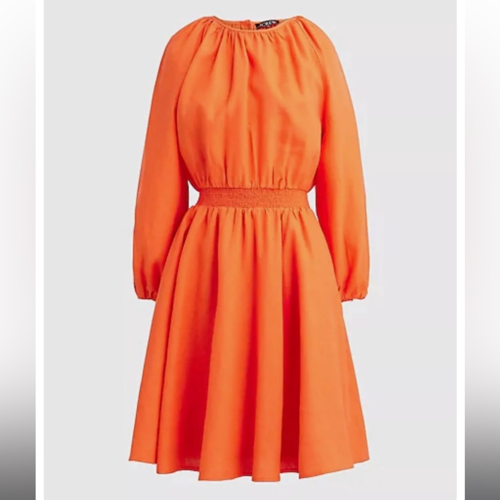 J CREW Linen Palermo smocked-waist mini dress Size M NWOT